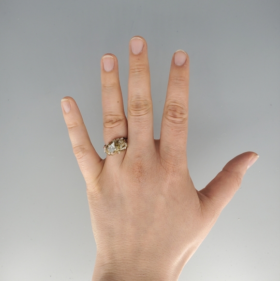 Intricate Peach Wire Wrapped Dangle Ring - Picture 3 of 9